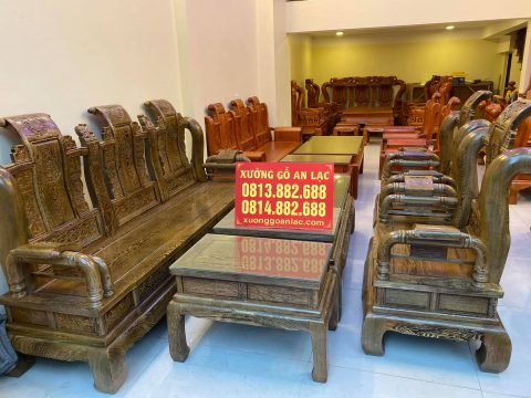 [Hoàn thiện] Bộ ghế Tần Thủy Hoàng 6 món gỗ mun đuôi công tay liền khối