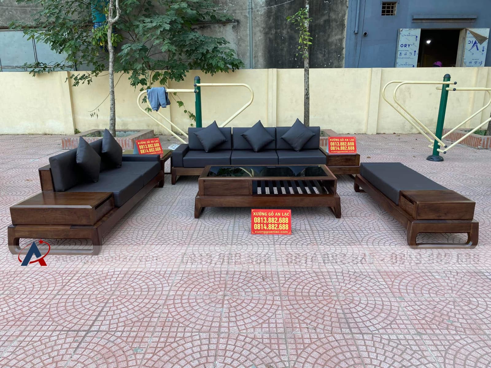 Combo nội thất gỗ óc chó cho gia đình anh Tứ ở Nghệ An 33 sofa gỗ óc chó đệm da