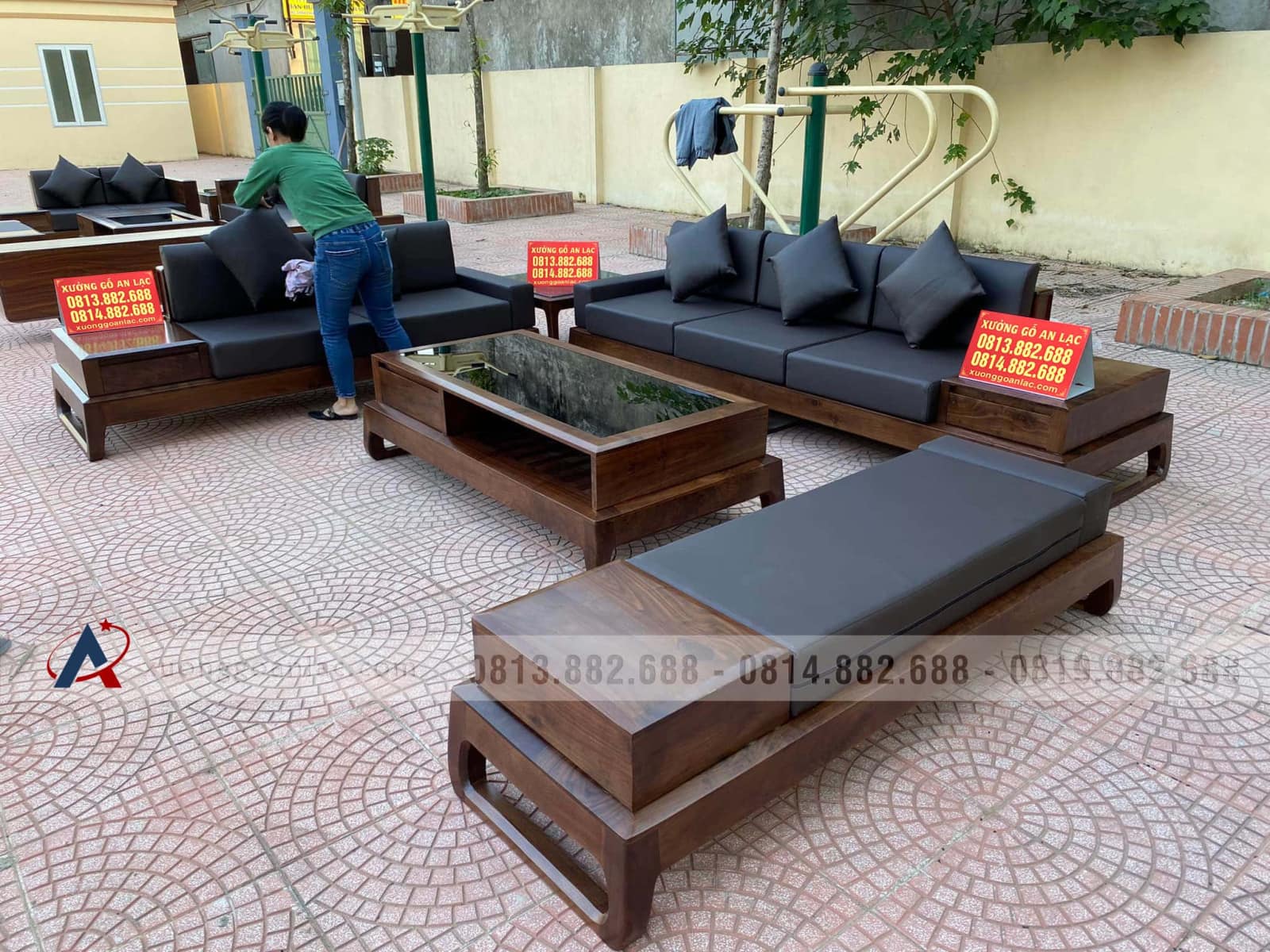 Combo nội thất gỗ óc chó cho gia đình anh Tứ ở Nghệ An 39 sofa phòng khách gỗ óc chó nhập khẩu