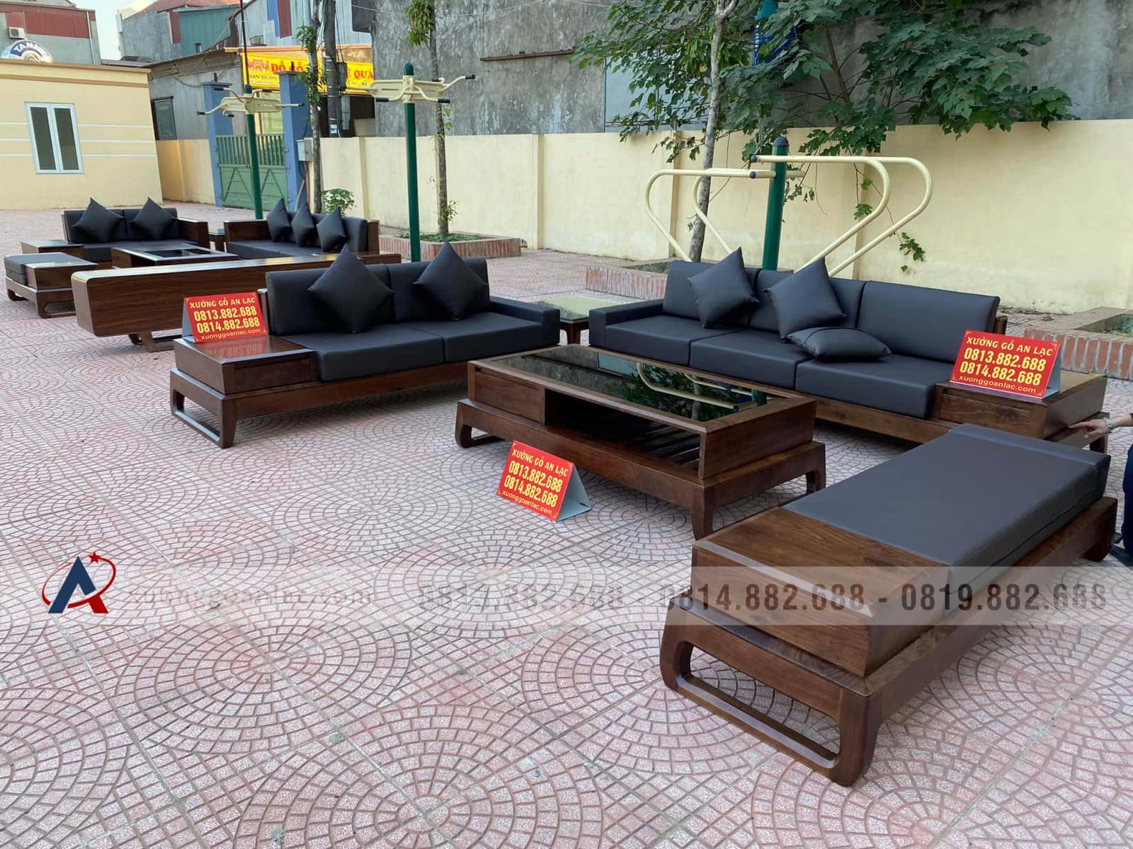 Combo nội thất gỗ óc chó cho gia đình anh Tứ ở Nghệ An 34 sofa phòng khách gỗ óc chó cao cấp
