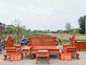 bàn ghế phòng khách tân cổ điển gỗ hương đá