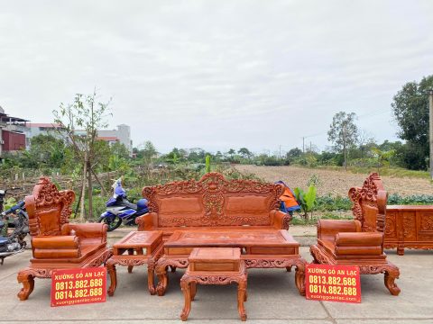 bàn ghế phòng khách tân cổ điển gỗ hương đá