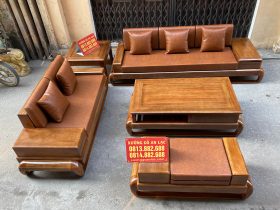Bộ Sofa phòng khách 5 món gỗ gõ đỏ chân đùi gà