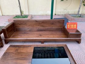 Combo nội thất phòng khách gỗ óc chó (Anh Hùng - Thanh Hóa) 17 bàn ghế sofa gỗ óc chó cao cấp