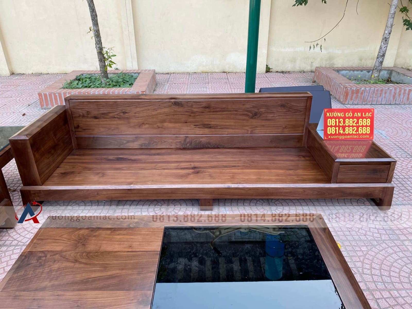 Combo nội thất phòng khách gỗ óc chó (Anh Hùng - Thanh Hóa) 29 bàn ghế sofa gỗ óc chó cao cấp