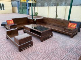 Combo nội thất phòng khách gỗ óc chó (Anh Hùng - Thanh Hóa) 20 sofa gỗ óc chó
