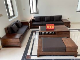 Bộ sofa phòng khách gỗ óc chó nhập khẩu Bắc Mỹ