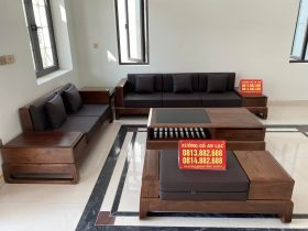 Bộ sofa kê phòng khách gỗ óc chó