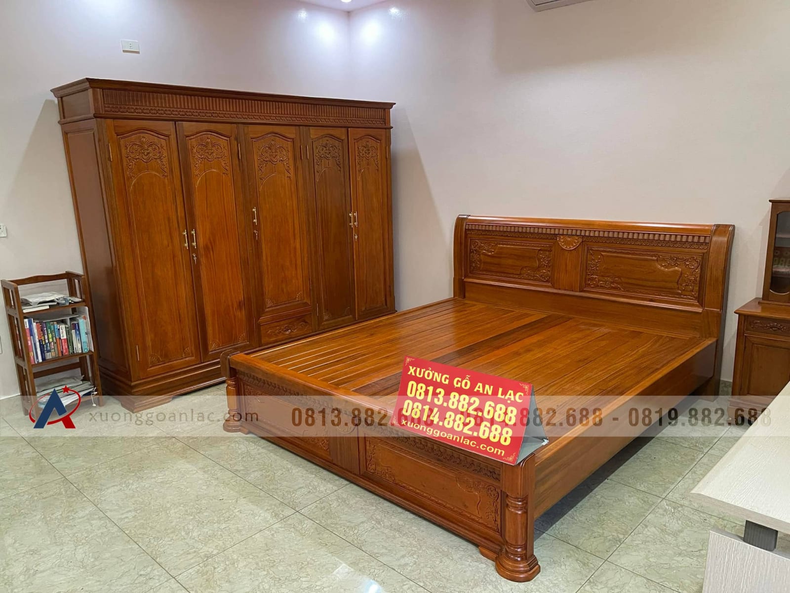 Combo nội thất phòng ngủ gỗ gụ 6 Combo nội thất phòng ngủ gỗ gụ
