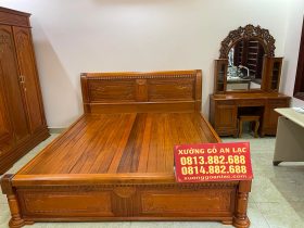 Combo nội thất phòng ngủ gỗ gụ 5 giường gỗ gụ dài 2m6