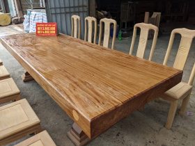 Bộ bàn ăn nguyên khối gỗ gõ đỏ bộ 10 ghế chữ thọ (Chị Thoa, Hà Nội) 6 bàn ăn nguyên khối ghế chữ thợ