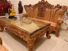bàn ghế hoàng gia 6 món gỗ hương đá