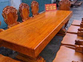 Bộ bàn ăn 10 ghế louis hoàng gia gỗ hương đá hàng thửa vân vip (Chị Hoa, TP. Huế) 27 bàn ghế ăn gỗ hương đá đẹp