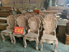 Bộ bàn ăn 10 ghế louis hoàng gia gỗ hương đá hàng thửa vân vip (Chị Hoa, TP. Huế) 21 ghế ăn louisgỗ hương đá