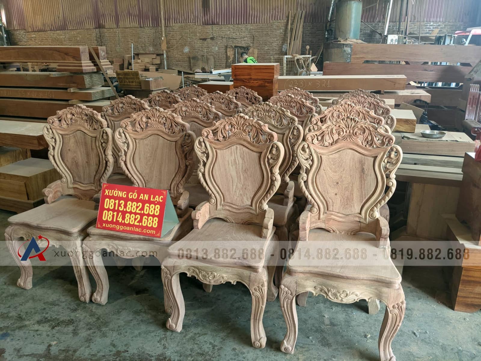 Bộ bàn ăn 10 ghế louis hoàng gia gỗ hương đá hàng thửa vân vip (Chị Hoa, TP. Huế) 8 ghế ăn louisgỗ hương đá