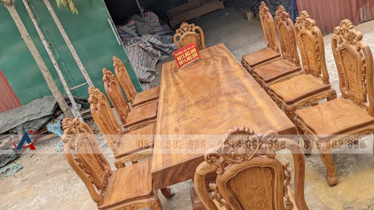 Bộ bàn ăn nguyên khối gỗ gõ đỏ 10 ghế louis hoa hồng (Anh Đức, TP. Hồ Chí Minh) 3 Bộ bàn ăn nguyên khối gỗ gõ đỏ 10 ghế louis hoa hồng (Anh Đức, TP. Hồ Chí Minh) - Ảnh 3