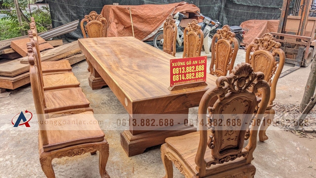 Bộ bàn ăn nguyên khối gỗ gõ đỏ 10 ghế louis hoa hồng (Anh Đức, TP. Hồ Chí Minh) 18 Bộ bàn ăn nguyên khối gỗ gõ đỏ 10 ghế louis hoa hồng