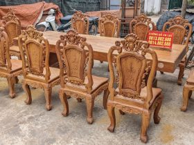 Bộ bàn ăn nguyên khối gỗ gõ đỏ 10 ghế louis hoa hồng (Anh Đức, TP. Hồ Chí Minh) 15 Bo ban an nguyen khoi go go do 10 ghe louis hoa hong 6