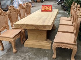Bộ bàn ăn nguyên khối gỗ gõ đỏ 8 ghế louis hoàng gia mặt tràn mộc (Chị Ninh, Hải Phòng) 11 ban an go go dỏ nguyen khoi cao cap