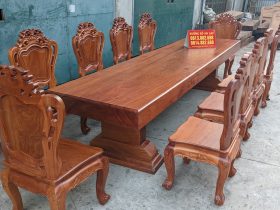 Bộ bàn ăn nguyên khối gỗ hương đá 10 ghế louis hoàng gia mặt tràn (Cô Hương, Hà Tĩnh) 17 Bo ban an nguyen khoi go huong da 10 ghe louis hoang gia mat tran 7