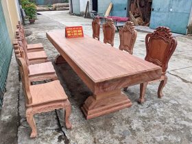 Bộ bàn ăn nguyên khối gỗ hương đá 8 ghế louis hoàng gia (Anh Đặng, Tây Ninh) 10 Bộ bàn ăn nguyên khối gỗ hương đá 8 ghế louis hoàng gia
