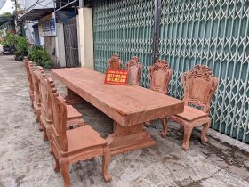 Bộ bàn ăn nguyên khối gỗ hương đá 8 ghế louis hoàng gia (Anh Đặng, Tây Ninh) 11 bàn ghế ăn gỗ hương đá