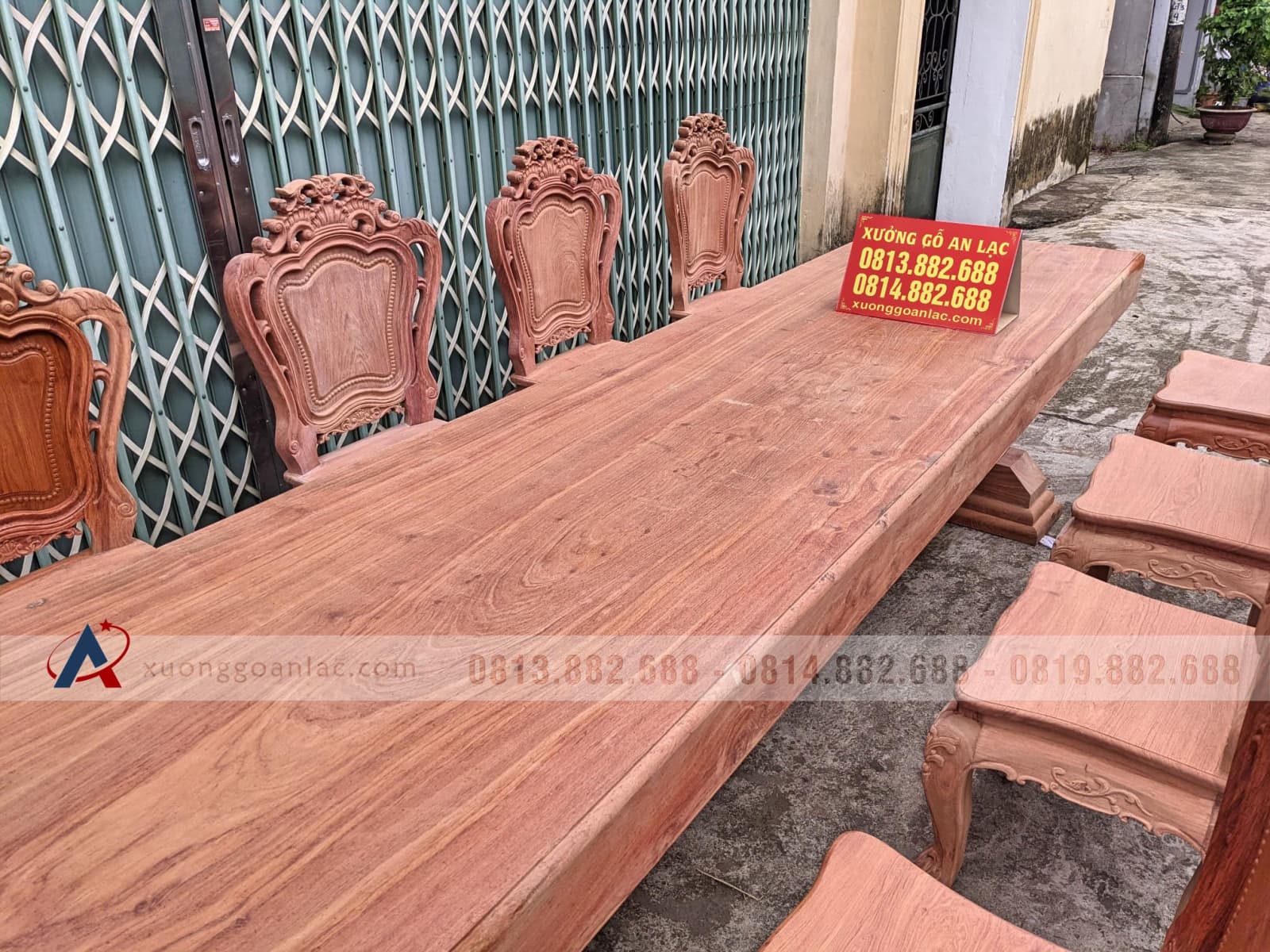 Bộ bàn ăn nguyên khối gỗ hương đá 8 ghế louis hoàng gia (Anh Đặng, Tây Ninh) 20 bàn ăn nguyên khối cao cấp