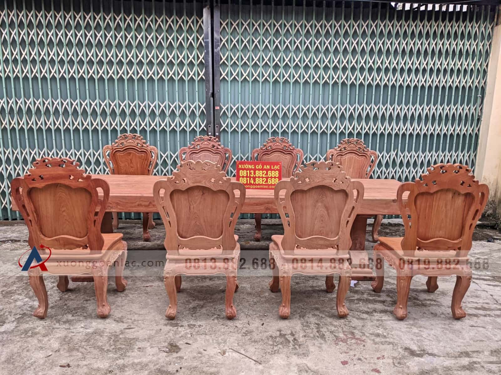 Bộ bàn ăn nguyên khối gỗ hương đá 8 ghế louis hoàng gia (Anh Đặng, Tây Ninh) 21 bàn ghế ăn hoàng gia