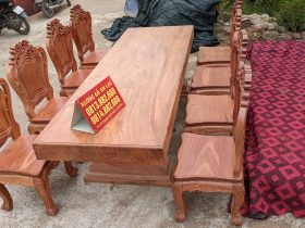 Bộ bàn ăn nguyên khối gỗ hương đá 8 ghế mặt tràn siêu vip (Anh Tuyển, Quảng Ninh) 9 bàn ăn gỗ hương đá nguyên khối