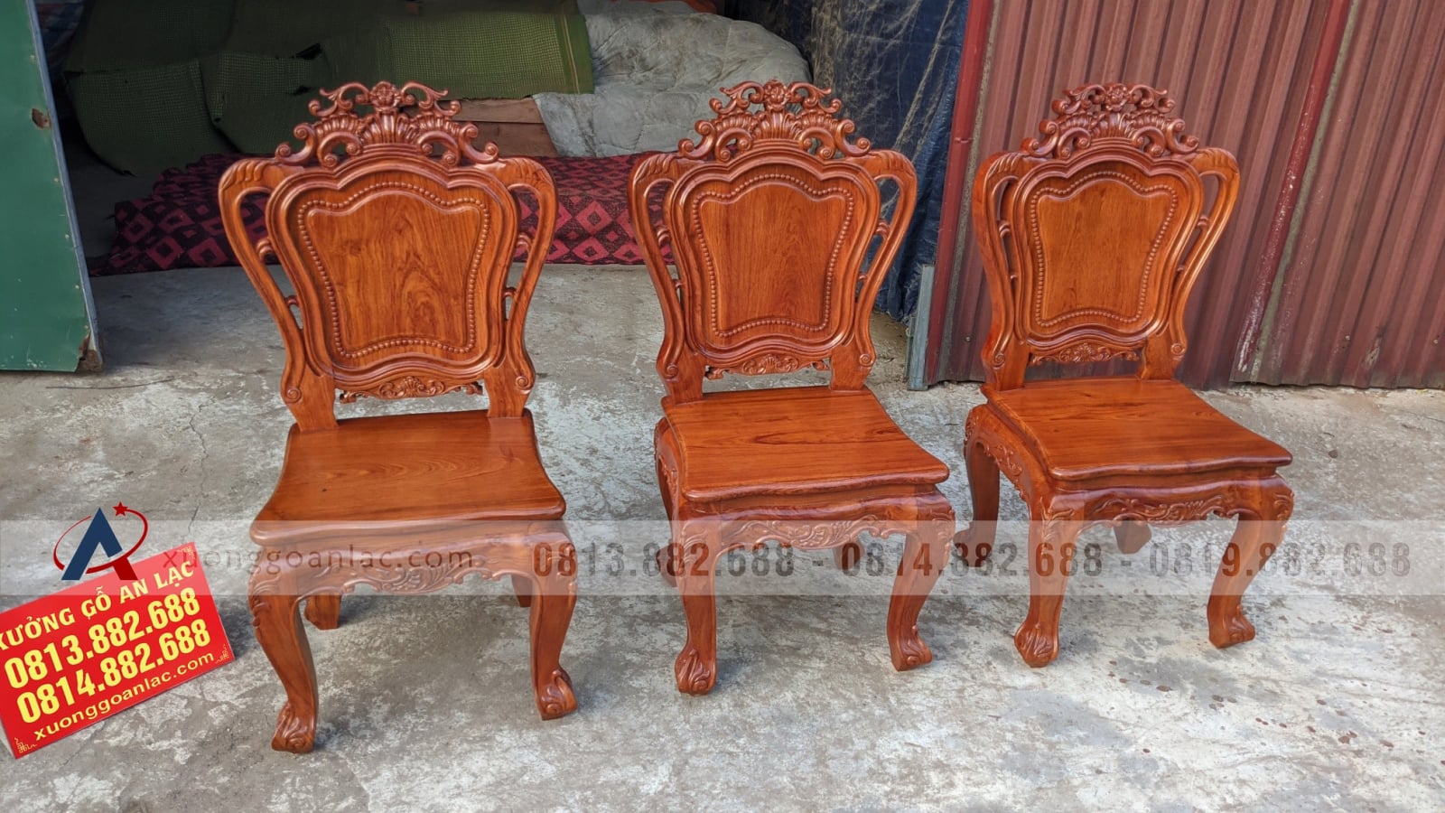 Bộ bàn ăn nguyên khối siêu vân và 10 ghế louis hoàng gia đục 2 mặt (Anh Tuấn, TP Hồ Chí Minh) 21 ghế ăn hoa lá tây đục hai mặt gỗ hương đá