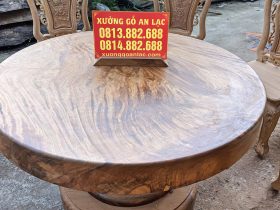 Bộ bàn ăn tròn nguyên khối gỗ gõ đỏ 8 ghế hoa hồng hàng siêu vân (Chị Tiên, Lâm Đồng) 13 Bo ban an tron nguyen khoi go go do 8 ghe hang sieu van 3