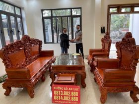 Bộ bàn ghế Louis Hoàng Gia chân 14 gỗ hương đá