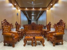 bàn ghế hoàng gia nguyên khối gỗ gõ đỏ