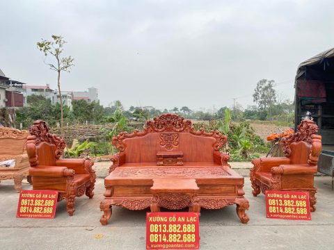 [Hoàn thiện] Mẫu Louis Hoàng Gia nguyên khối gỗ hương đá 6 món siêu vip