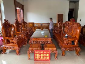 Bộ bàn ghế Minh Nghê 3 đầu tay 14 gỗ hương đá 10 món