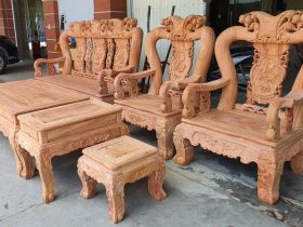 Bộ bàn ghế Minh Quốc Đào 6 món gỗ hương đá tay cột 14