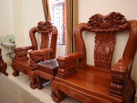 ghế đơn bộ bàn ghế minh quốc voi gỗ hương đá