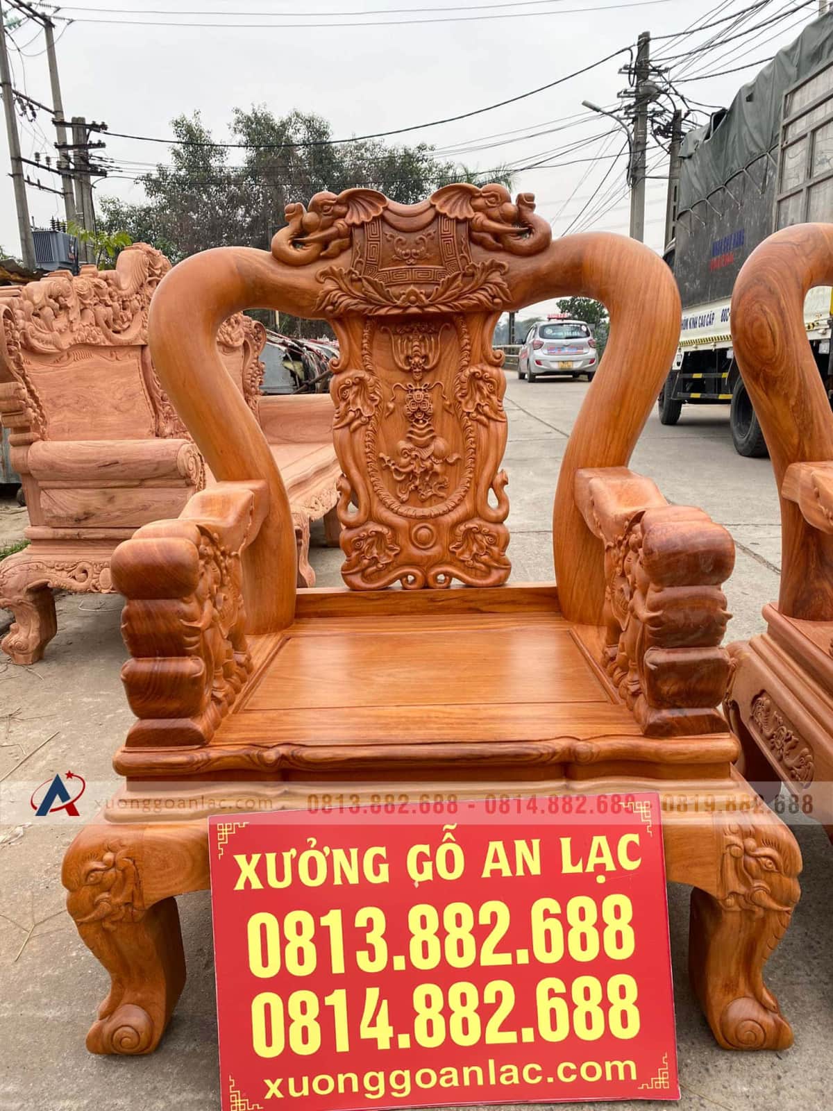 Combo bàn ghế Minh Quốc Voi 10 món và bàn ăn 8 ghế hoa lá tây gỗ gõ đỏ (Anh Hoàng, Hà Nội) 13 ghế minh quốc voi gỗ gõ đỏ