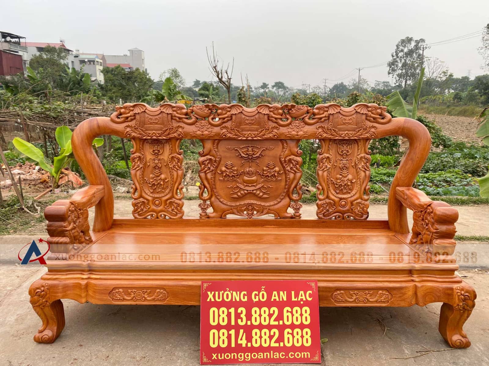 Combo bàn ghế Minh Quốc Voi 10 món và bàn ăn 8 ghế hoa lá tây gỗ gõ đỏ (Anh Hoàng, Hà Nội) 28 ghế dài bộ minh quốc voi gỗ gõ đỏ
