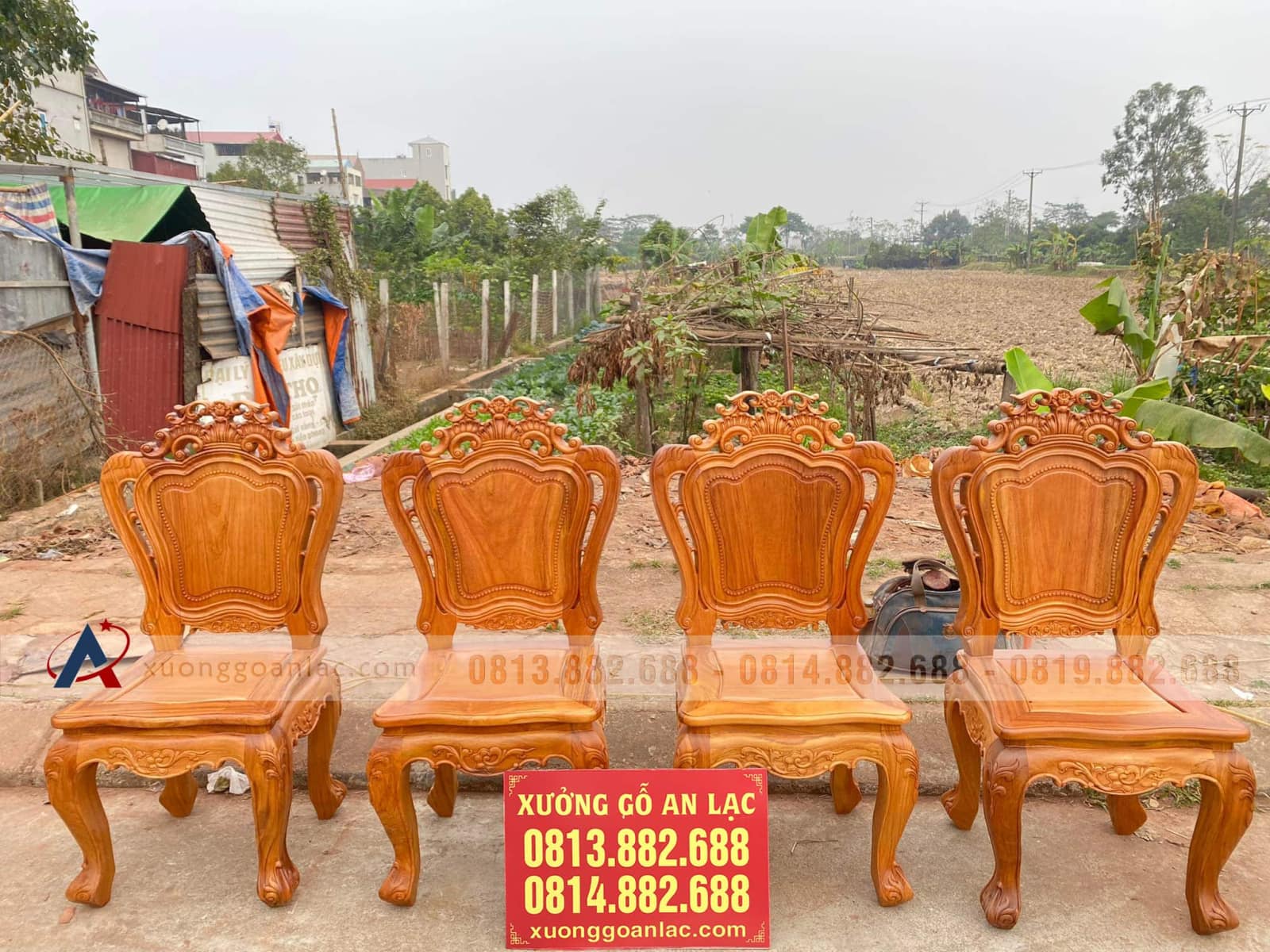 Combo bàn ghế Minh Quốc Voi 10 món và bàn ăn 8 ghế hoa lá tây gỗ gõ đỏ (Anh Hoàng, Hà Nội) 35 Ghế ăn louis hoa lá tây nhìn khá tinh tế
