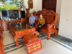 bàn ghế nghê bảo đỉnh gỗ hương đá