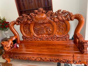 Đoản dài bộ nghê bảo đỉnh gỗ hương đá