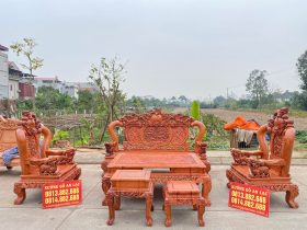 Bộ bàn ghế Nghê Đỉnh Phượng Hóa gỗ hương đá