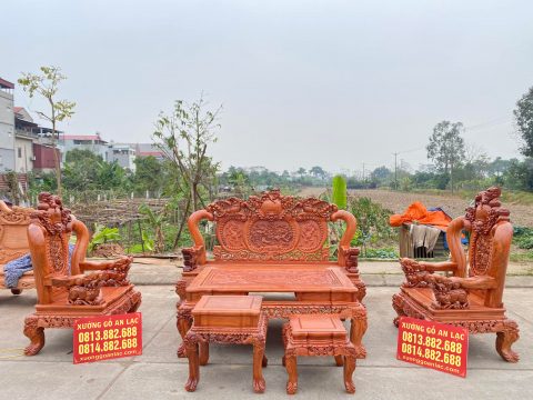 Bộ bàn ghế Nghê Đỉnh Phượng Hóa gỗ hương đá