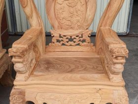 Ghế đơn bộ nghê đỉnh rồng gỗ gõ đỏ