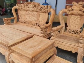 ghế đơn bộ nghê đỉnh rồng gỗ gõ đỏ