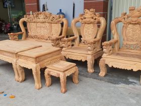 bàn ghế minh quốc nghê đỉnh rồng gỗ gõ đỏ