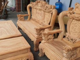 bàn ghế minh quốc nghê đỉnh rồng gỗ gõ đỏ