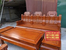 Bộ bàn ghế Như ý chương voi gỗ hương đá