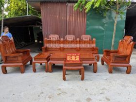 Bộ bàn ghế phòng khách mẫu Như ý chương voi gỗ hương đá